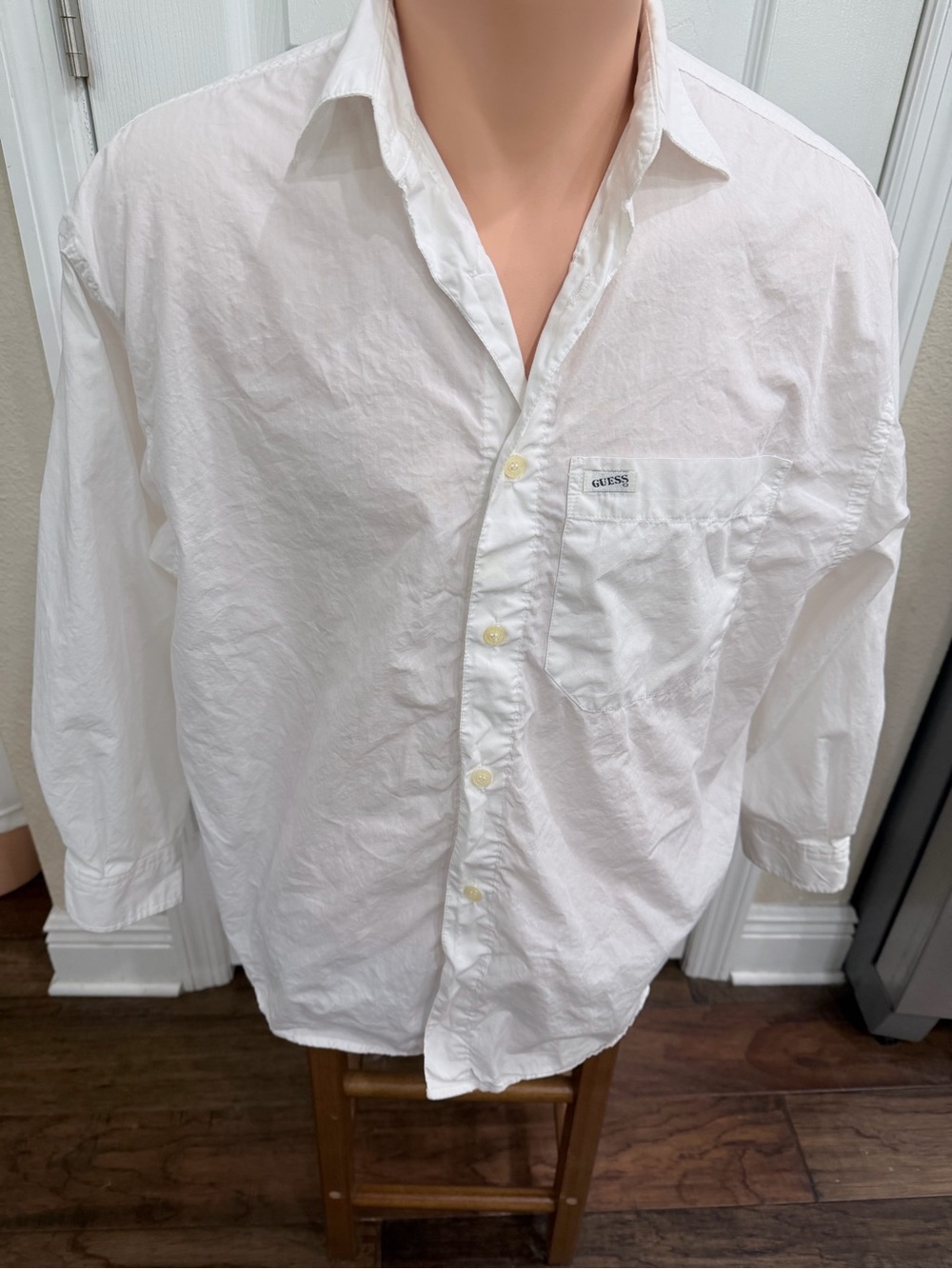 Vintage 80s Guess Georges Marciano Men's White Cotton Button Down Shirt USA S